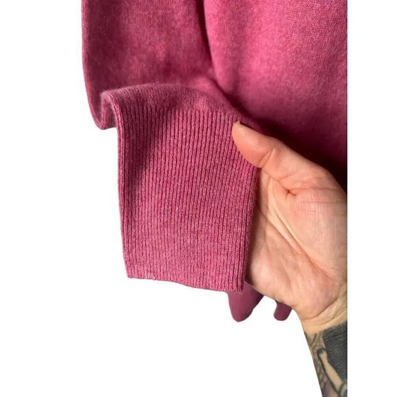 Isaac Mizrahi Pink Cashmere V-Neck Ruffle Peplum Sweater | Women’s Size M - Picture 4 of 9